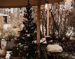 Kerstsfeer met verlichting bij Vakantiehuisje in Haarlo, Achterhoek, Gelderland.