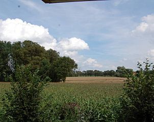 Uitzicht vanaf Huisje in Winterswijk Woold, vakantiehuis in de natuur van Achterhoek, Gelderland, met weidse velden en groene omgeving.