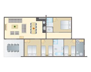 Plattegrond van De Vlinderhoeve 8-persoons woning in Achterhoek, Gelderland.