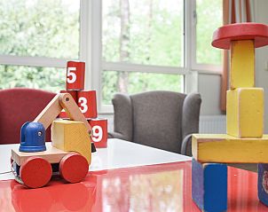 Vooraanzicht van Heideheuvel 12-persoons bungalow in Beekbergen, Veluwe omringd door groen.