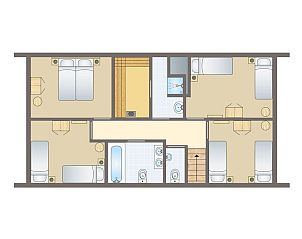 Plattegrond bovenverdieping van Heideheuvel bungalow in Beekbergen, Veluwe.