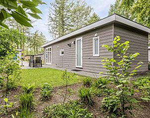 Achteraanzicht van Module Flatroof in Ede, Veluwe, Gelderland met terras en natuurlijke omgeving.