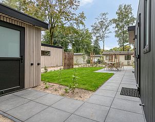Ruime tuin bij Lindenhof vakantiehuis, Ede, Veluwe met groene grasvelden.