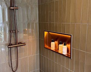Moderne douche met verzorgingsproducten in Vakantiehuis in Ede, Veluwe, Gelderland.