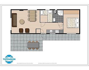 Plattegrond van Holiday Home 4 personen in Ede, Veluwe, Gelderland, met ruime indeling.