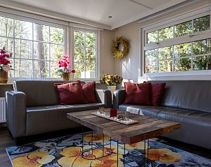 Comfortable seating area in Holiday home in Emst, Gelderland, overlooking the garden.