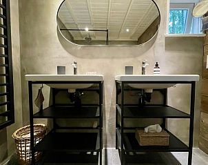 Double sink in bathroom of cottage in Emst, Veluwe, Gelderland.