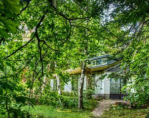 Huisje in Emst verscholen in het groene landschap van de Veluwe, vakantiehuis in Gelderland, omgeven door weelderige natuur.