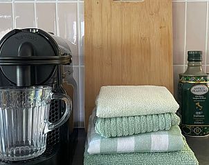 Coffee corner with espresso machine in cottage in Ermelo, Veluwe, for coffee lovers.