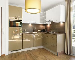 Moderne keuken met apparatuur in Miggelenberg 4-persoons bungalow 4CE3, Hoenderloo.