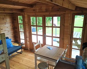 Uitzicht vanuit de woonkamer van Huisje in Terwolde, vakantiehuis op de Veluwe, Gelderland.