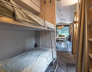 Gezellige slaapruimte met stapelbed in Vakantiehuis in 't Harde, Veluwe.