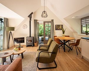 Spacious living room with fireplace in Holiday home Sprielderbosch 14 't Sprielderhof, Putten, Veluwe.