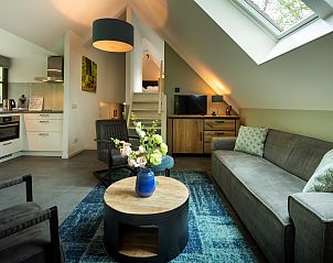Stylish living room of Holiday home Sprielderbosch 26 De Beuk in Putten, Veluwe, with modern decoration.