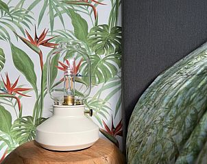 Decorative lamp in Holiday home in Voorthuizen, Veluwe, with tropical wallpaper.