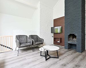 Comfortabele zithoek in vrijstaande woning Vaassen, Veluwe, met open haard.