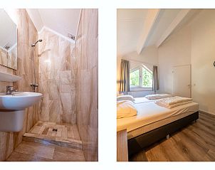 Douche en slaapkamer in vrijstaande woning Vaassen, Veluwe, met moderne afwerking.