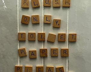 Creatieve badkamerdecoratie in vakantiehuis in Hulshorst, Veluwe.