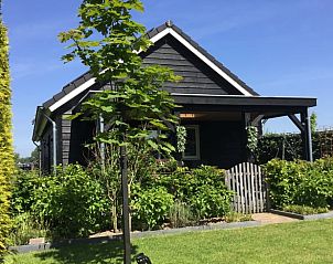 Voorzijde van Vakantiehuis in Hulshorst omgeven door weelderige natuur, Veluwe.