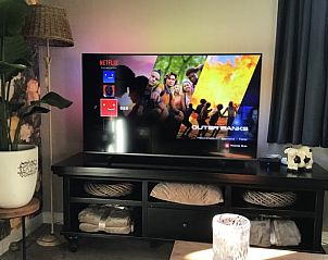 Gezellige woonkamer met tv in Vakantiehuis in Hulshorst, Veluwe.