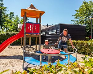 Kindvriendelijke speeltuin nabij Vakantiehuis Tiny House 4 in Hulshorst, Veluwe, met glijbaan en draaimolen.