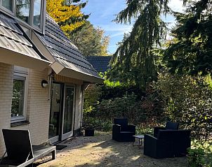 Enjoy the peace and quiet on the terrace of Huisje in Epe, a vacation home in the Veluwe region of Gelderland, surrounded by lush nature.