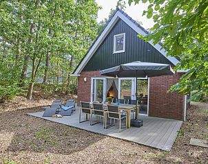Veranda of vacation home De Linde in Nunspeet, Veluwe, surrounded by greenery and peaceful nature.