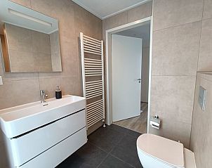 Stijlvolle badkamer met wastafel in Vakantiehuis Villa Wellness 8, EuroParcs Veluwemeer, Nunspeet, op de Veluwe.