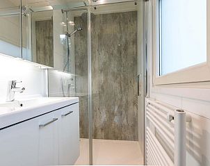 Moderne badkamer met douche in Module II 5 personen Wellness, vakantieverblijf op de Veluwe.