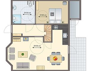 Comfortabele slaapkamer in Landgoed 't Loo 6-persoons bungalow, Oldebroek, Veluwe met toegankelijk bed en warme inrichting.