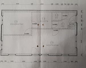Plattegrond van het vakantiehuis Huisje in Doornspijk, gelegen op de Veluwe, Gelderland.