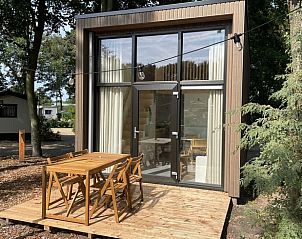 Houten terras bij Vakantiehuisje in Lieren, omgeven door Veluwse bossen.