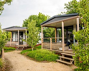 Twee vakantiehuizen in Lieren, Veluwe, Gelderland met charmante houten terrassen.