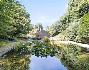 Rustieke vijver bij Huisje in Bennekom, gelegen in de Veluwe, omgeven door weelderige natuur in Gelderland.
