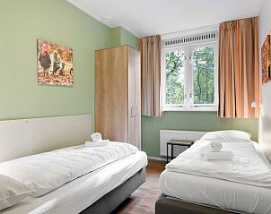 Ligstoelen in de tuin van Coldenhove bungalow, Eerbeek, Veluwe, Gelderland.