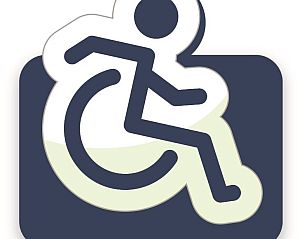 Accessibility symbol for Coldenhove 8-person bungalow, widely accessible, located in Eerbeek, Veluwe, Gelderland.