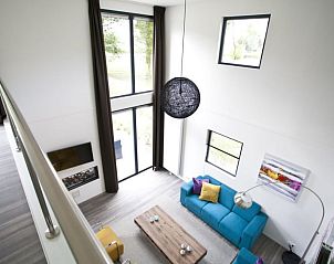 Luchtig uitzicht vanuit de bovenverdieping van Vakantiehuis Cube Magnifique 10, Nijkerk, Veluwe.