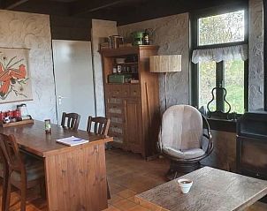 Knusse slaapkamer in Huisje in Uithuizen, vakantiehuis in Noordoost Groningen, met uitzicht op groene tuin.