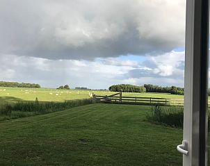 Uitzicht op weidse velden vanuit Vakantiehuis in Overschild, Noordoost Groningen.
