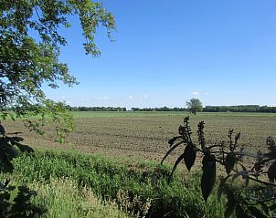 Uitzicht op de velden rondom Vakantiehuis in Veelerveen, biedt een panoramisch landschap in Zuidoost Groningen.
