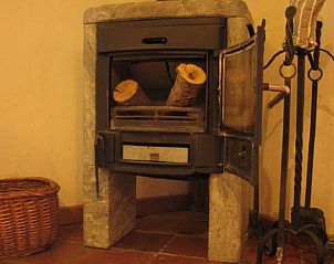 Gezellige houtkachel in Huisje in Leudal, vakantiehuis in Midden Limburg, ideaal voor knusse avonden in de natuur.