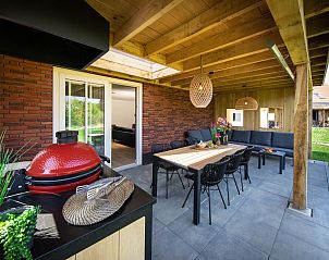 Overdekte buitenruimte met barbecue bij de Vrijstaande woning in Thorn, perfect voor gezellige avonden.