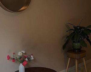 Sfeervolle hoek met planten in Vakantiehuisje in America, Noord Limburg, voor een huiselijk gevoel.