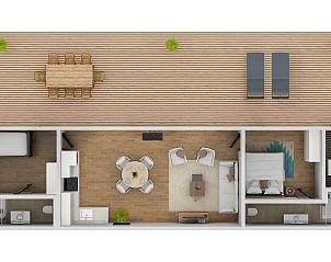 Floor plan of Bos Cube vacation home for 5 people in Maasbree, North Limburg with spacious veranda and modern interior spaces.