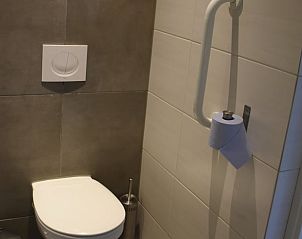 Moderne badkamer met toilet in Vakantiehuisje in Baexem, Noord Limburg, comfortabele voorzieningen.