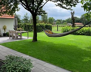 Ruime tuin met hangmat bij Vakantiehuisje in Heythuysen, Noord Limburg, Limburg.