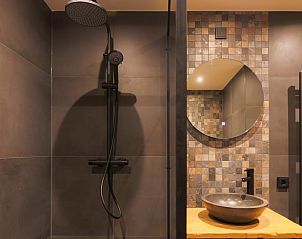 Stijlvolle badkamer met moderne voorzieningen in Vakantiehuisje in Wijlre, Zuid-Limburg.