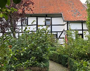 Ferienhaus in Epen, charmantes Fachwerkhaus in Sdlimburg, umgeben von einem grnen Garten.
