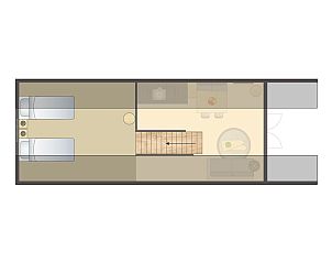 Stijlvolle woonkamer van 4-persoonslodge 4B5 in Someren, De Peel, met comfortabele zithoek.
