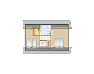 Gezellige woonkamer in 6-persoonsbungalow 6EL2, Someren, De Peel, met comfortabele bank en uitzicht op natuur.